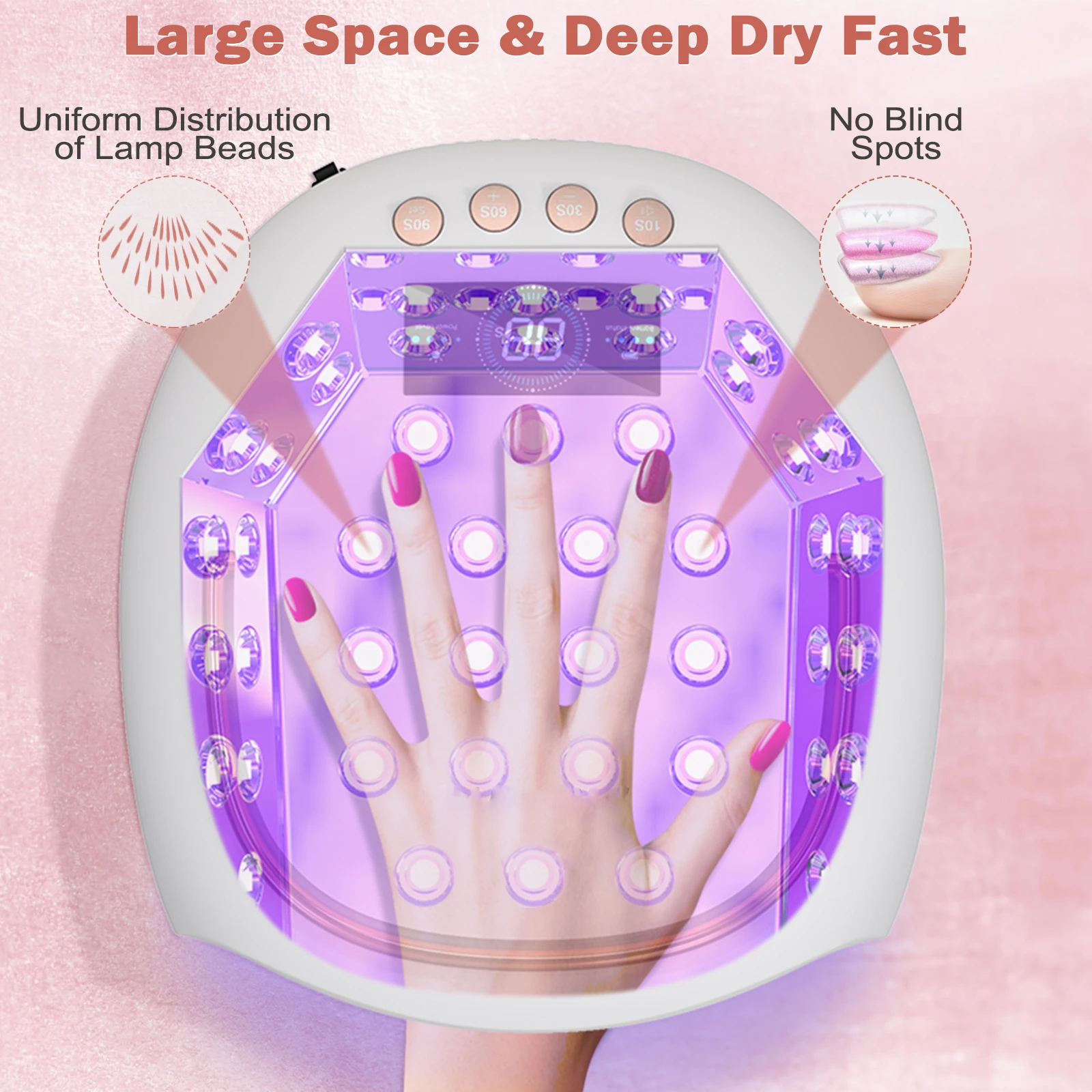 เครื่องอบเล็บเจล LED UV ไร้สาย รุ่นใหม่ Curing Max ปี 2024 กำลังไฟ 80 วัตต์ ชาร์จซ้ำได้ โครงสร้างโลหะ อบได้ทุกชนิดของเจล