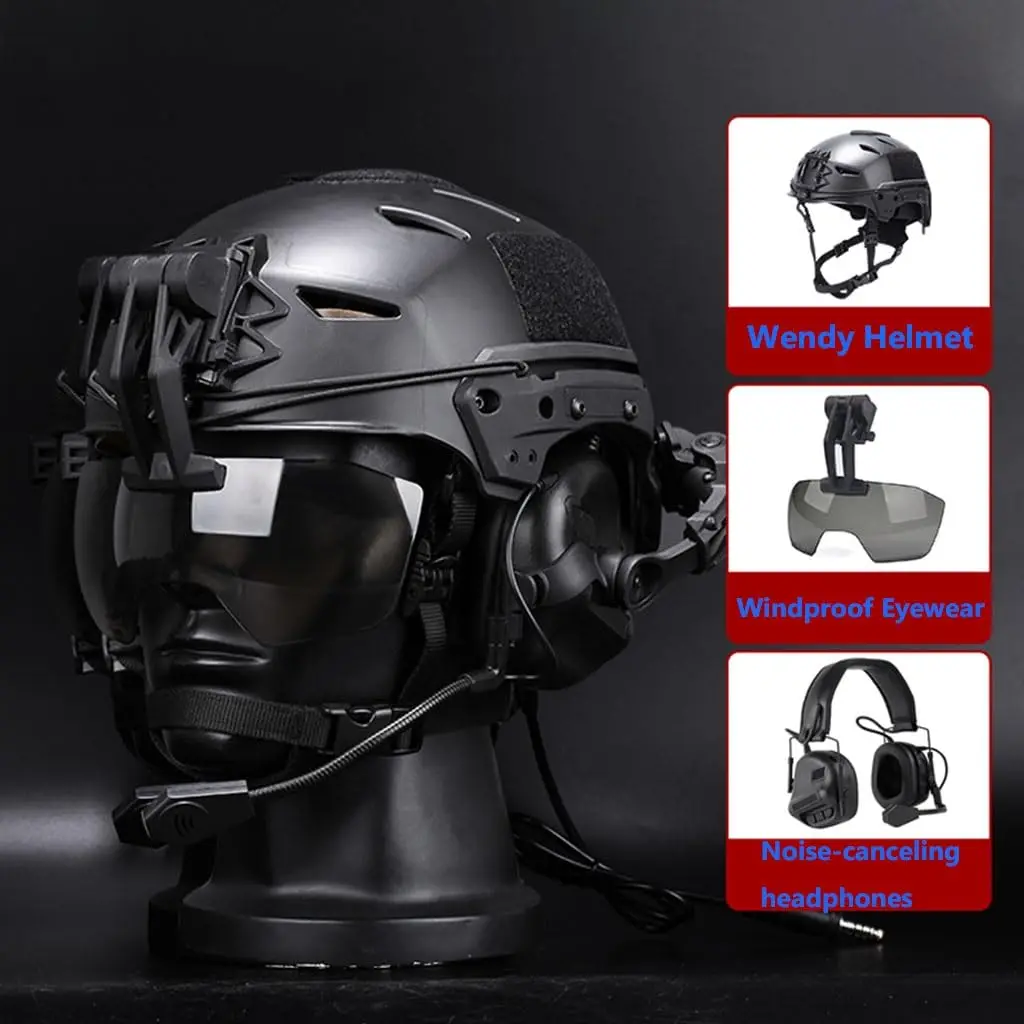 Military Tactical Helmet Set With High-End Communication Noise-Cancelling Headphones Windproof Lenses For Outdoor Hunting Battle - Image 2