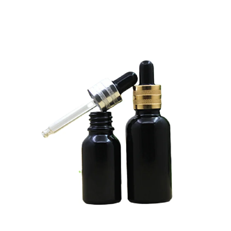 5 ~ 100ml 블랙 유리 Dropper 병 세럼 드롭 액체 병 모래 골드 실버 칼라 빈 에센셜 오일 병 피펫