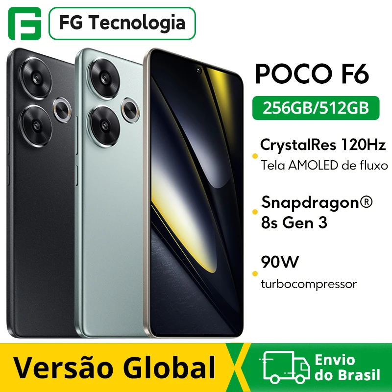 Versión Global POCO F6 5G Snapdragon 8s Gen 3 Smartphone 120Hz Pantalla AMOLED 90W turbo carga 50MP sistema de cámara con OIS