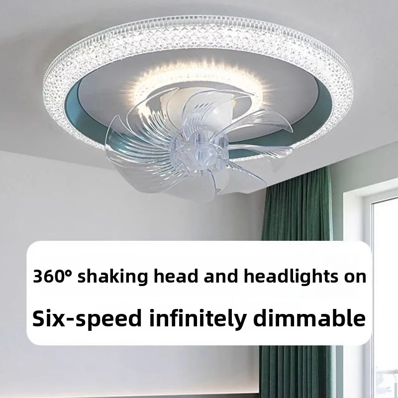 Shaking Head Ceiling Fan Lights 360 Degree Minimalist Restaurant Children's Bedroom Ultra-thin Ceiling Fan Lamps Decorative Home