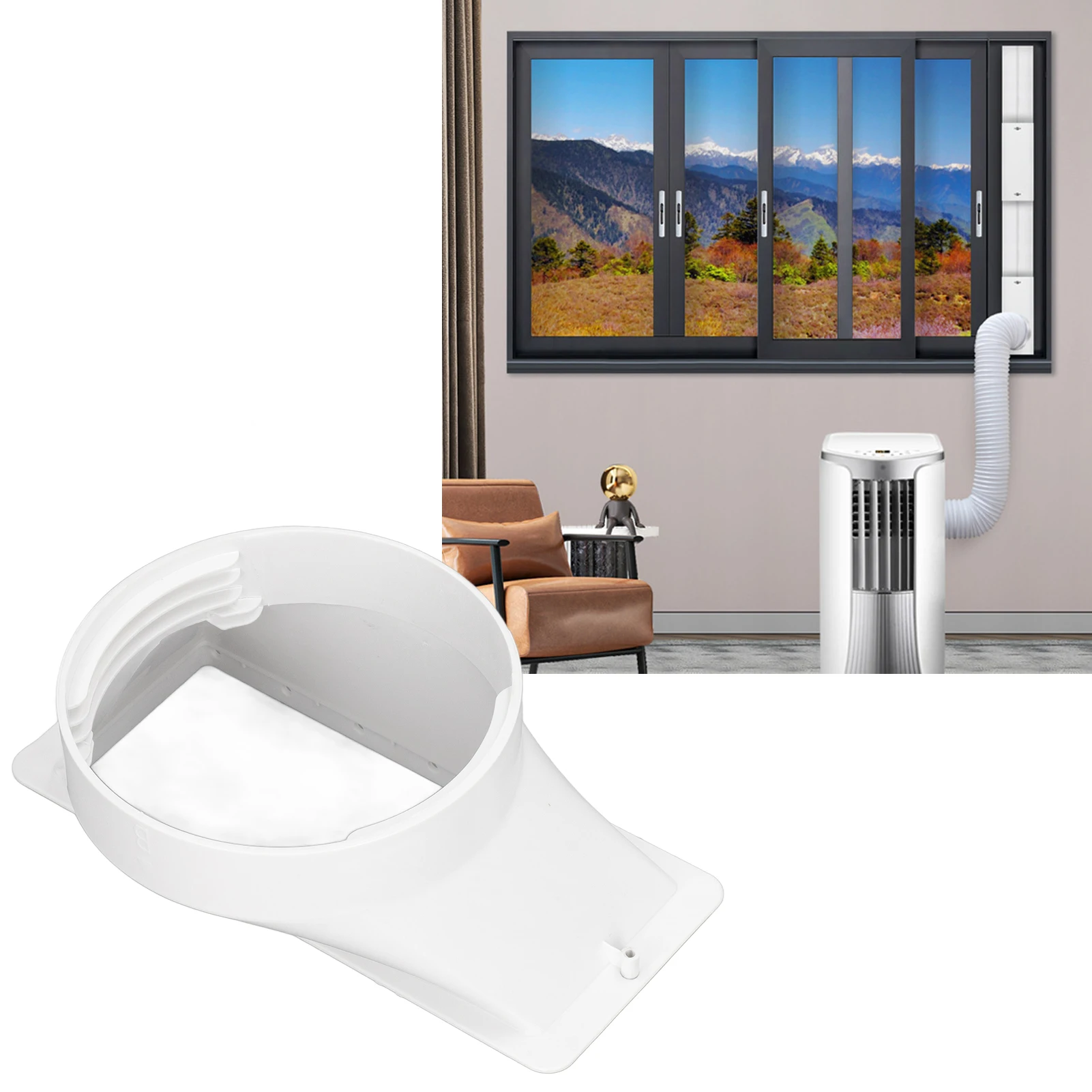 Portable AC Hose Coupler White Connection Function 20cm Fixed Aperture Rectangular Interface AC Hose Coupler for Office