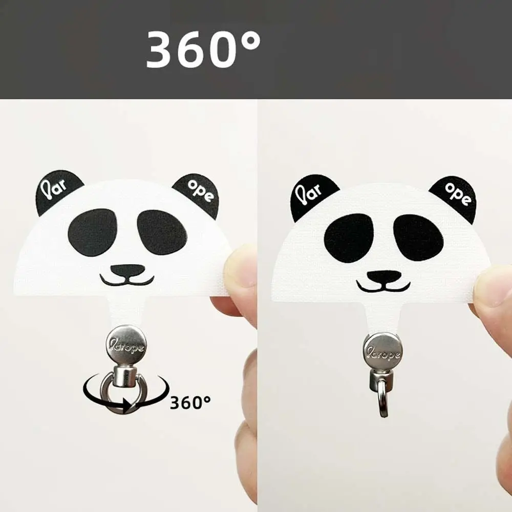 Cartoon Panda Phone Tether Tab Safety Connecter 360 Rotatable Mobile Phone Gasket Metal Ring Cat Dog Cellphone Lanyard Patch