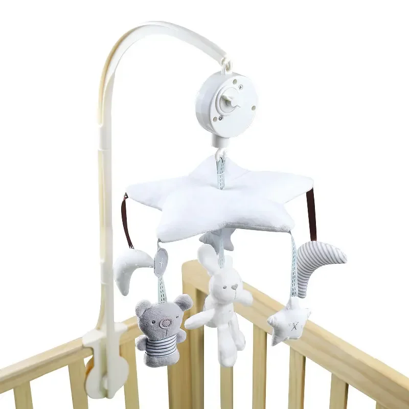 حامل لعبة جرس سرير الطفل ، قوس خشخيشات بيضاء ، صندوق موسيقى سرير متنقل ، لعبة سرير الأطفال حديثي الولادة ، يمكن للحامل أن يدور بالدرجات #2