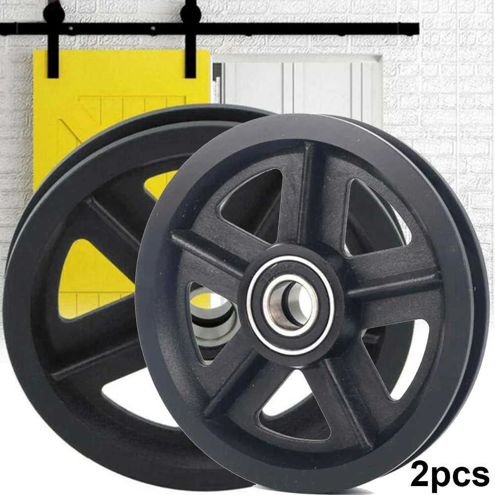 2Pcs Sliding Barn Wooden Door Wheel Closet Hardware Track Rollers Door Pulley Wheels Hanging Rail Roller Home Improvement Wheel