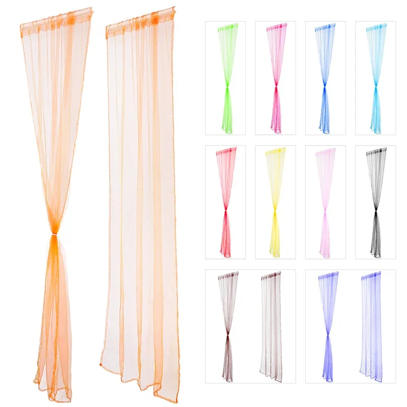 1x2M Solid Tulle Sheer Window Curtains for Living Room the Bedroom Modern Voile Organza Curtains Fabric Drapes Pole Type