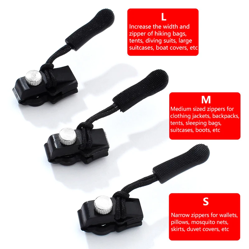 6Pcs Universal Instant Zipper Repair Replacement Kit Durable Fix Zipper Sliding Teeth Rescue Screw Zipper Head