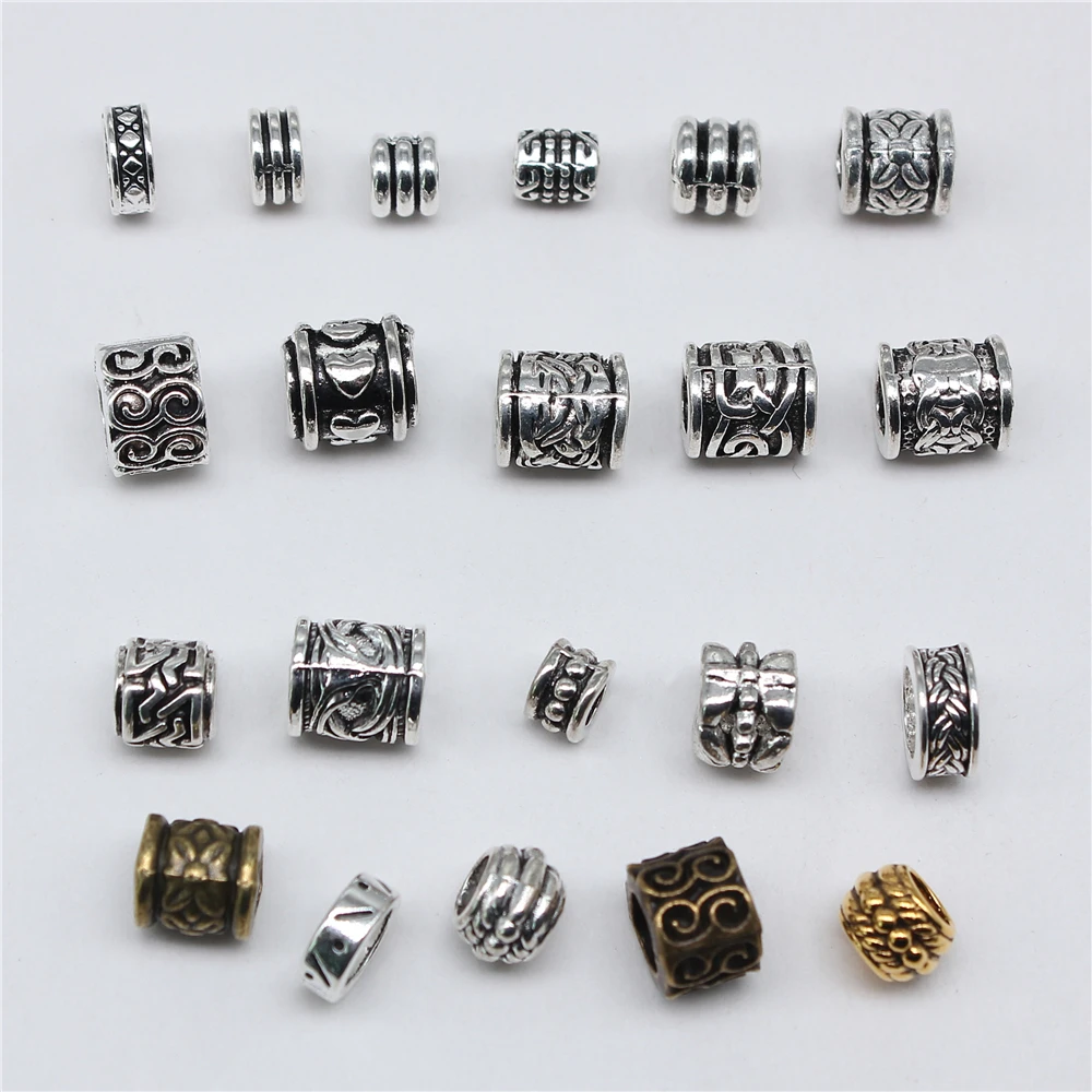 20pcs Big Hole Round Carved Spacer Beads For Jewelry Making Antique Silver Color DIY Crafts Making Findings Handmade Findings