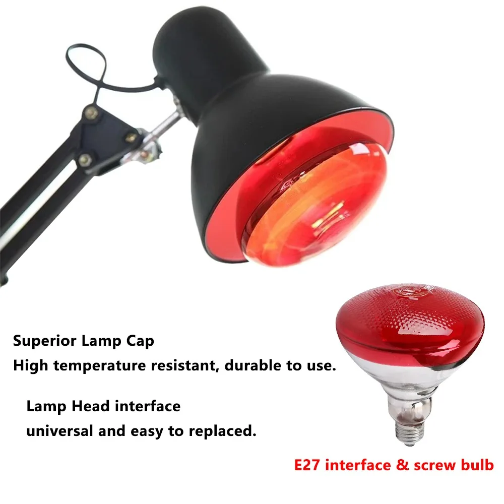 150W Near Infrared Light Red Light 180° Rotation Portable Heat Lamp Bulb for Body Neck Arm Muscle Joint Leg Back Fatigue Relief