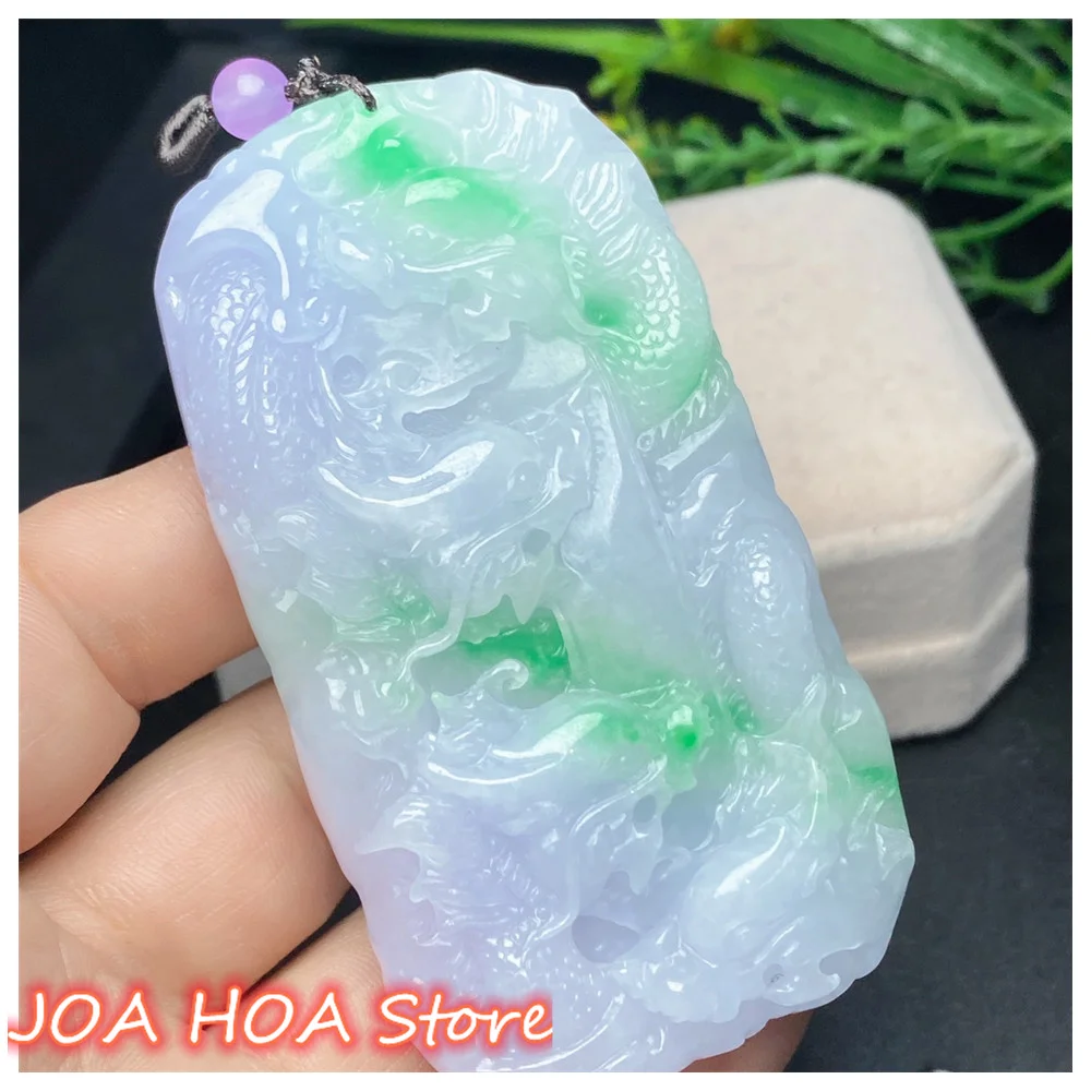 Treasures Natural Jadeite Pendant Emerald Glutinous Species Floating Green Kowloon Brand Necklace Handcrafted Jewelry