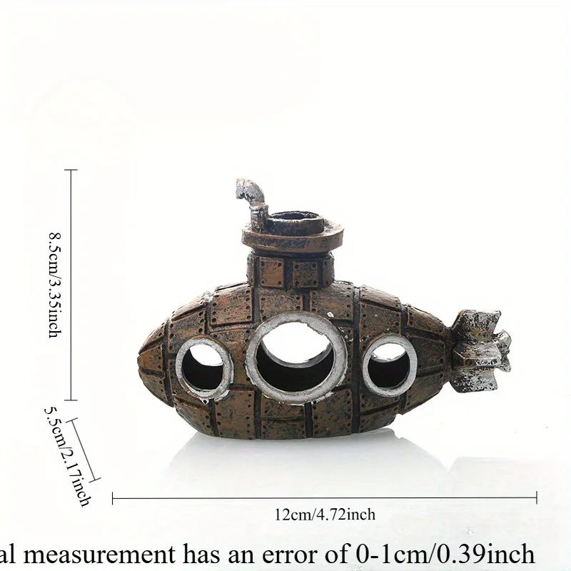 1 قطعة تحت الماء حطام الغواصة خزان الأسماك المناظر الطبيعية زينة زخرفية ، الأسماك الروبيان مخبأ البيت