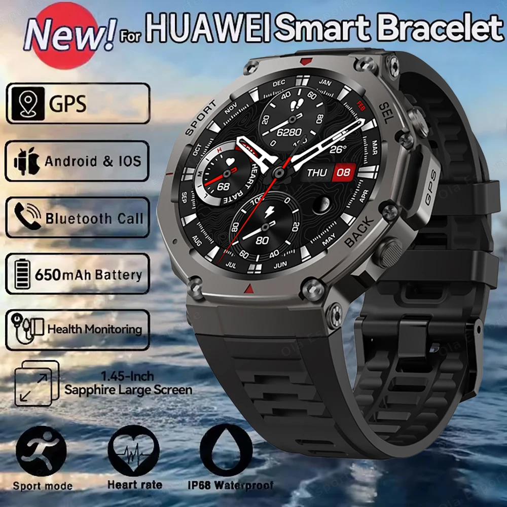 

2025 For HUIAWE GPS Smart Watch Men 10ATM IP68 Waterproof Swim Smart Watches Compass Altimeter Barometric 1.43'' AMOLED Bracelet