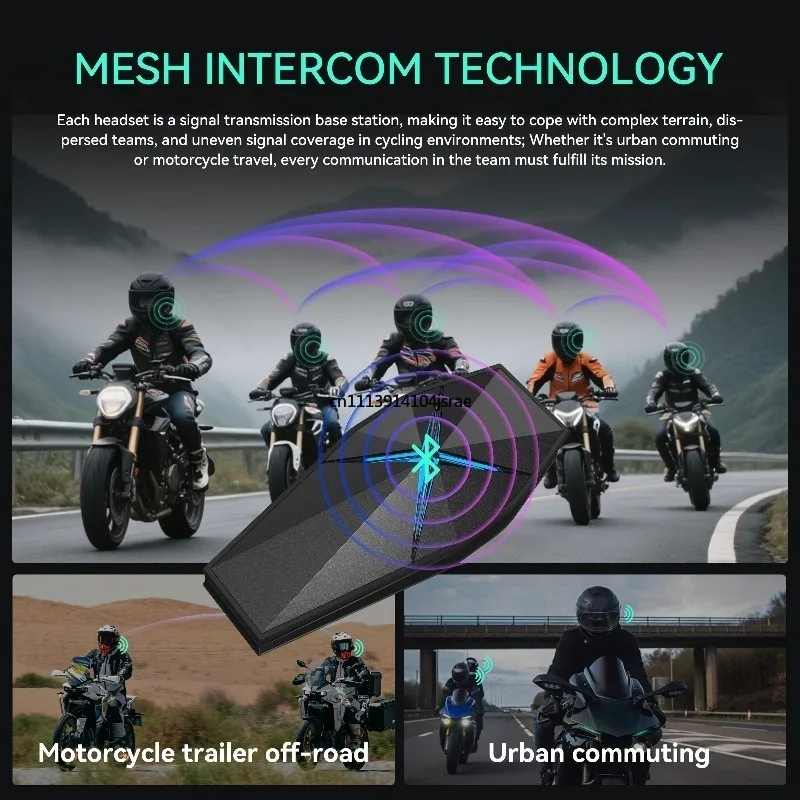 For F1 Global Version Motorcycle Helmet Mesh Intercom, AI Noise‑Reduction Multi‑Audio Mixing IPX7 Waterproof Bluetooth Headset