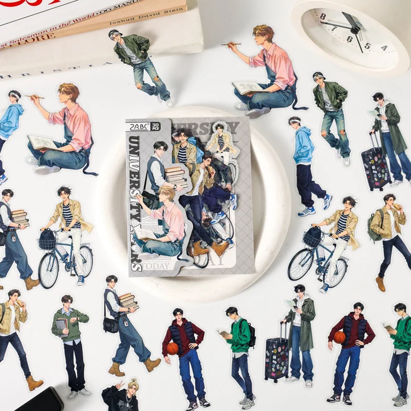 30 Sheets Street Style Character Stickers, Trendy Figures for Journal & Deco Card DIY