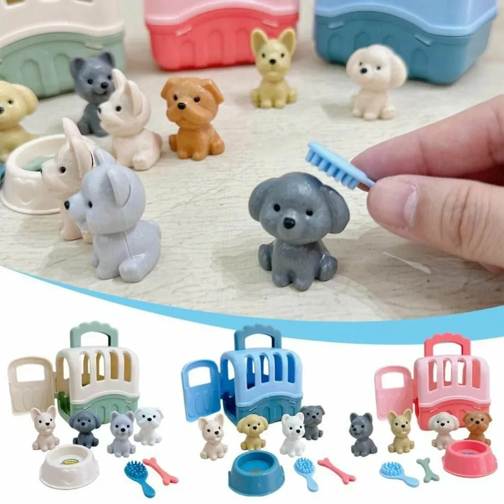 

8PCS Feeding & Grooming Pet Care Play Set Pretend Play Vet Toy Veterinarian Kit For Kids Puppy Dog Carrier Gifts for Girls Boys