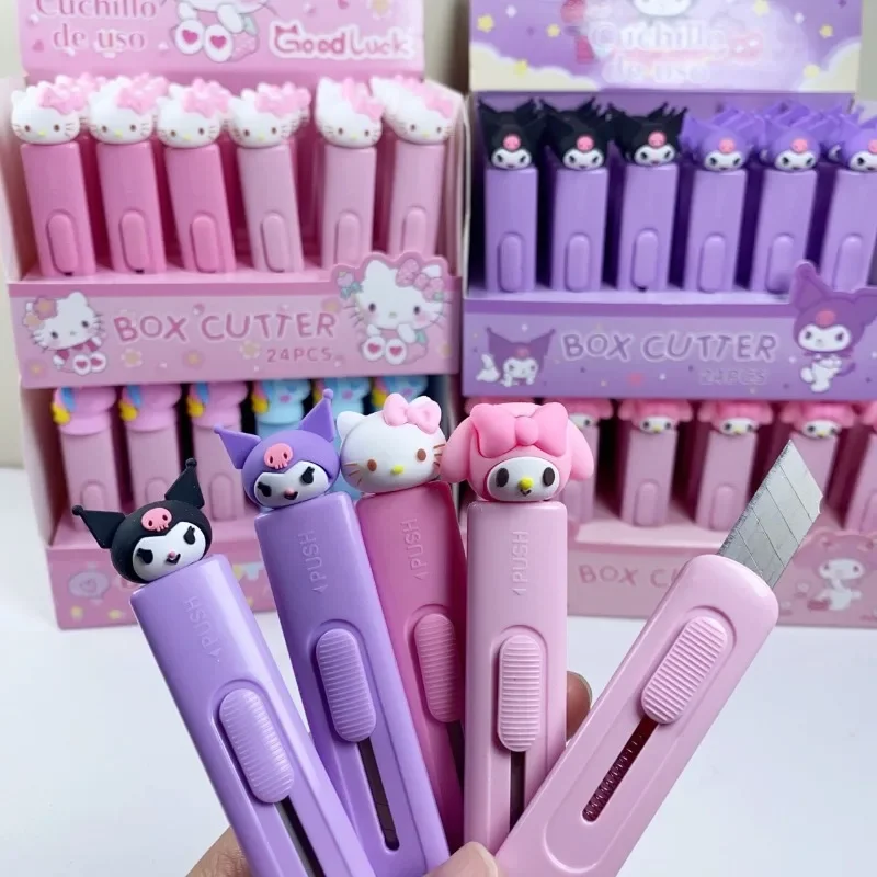 Sanrio Hello Kitty cuchillo multiusos dibujos animados Anime lindo Kuromi cuchillo de corte de papel portátil papelería para estudiantes suministros escolares regalos