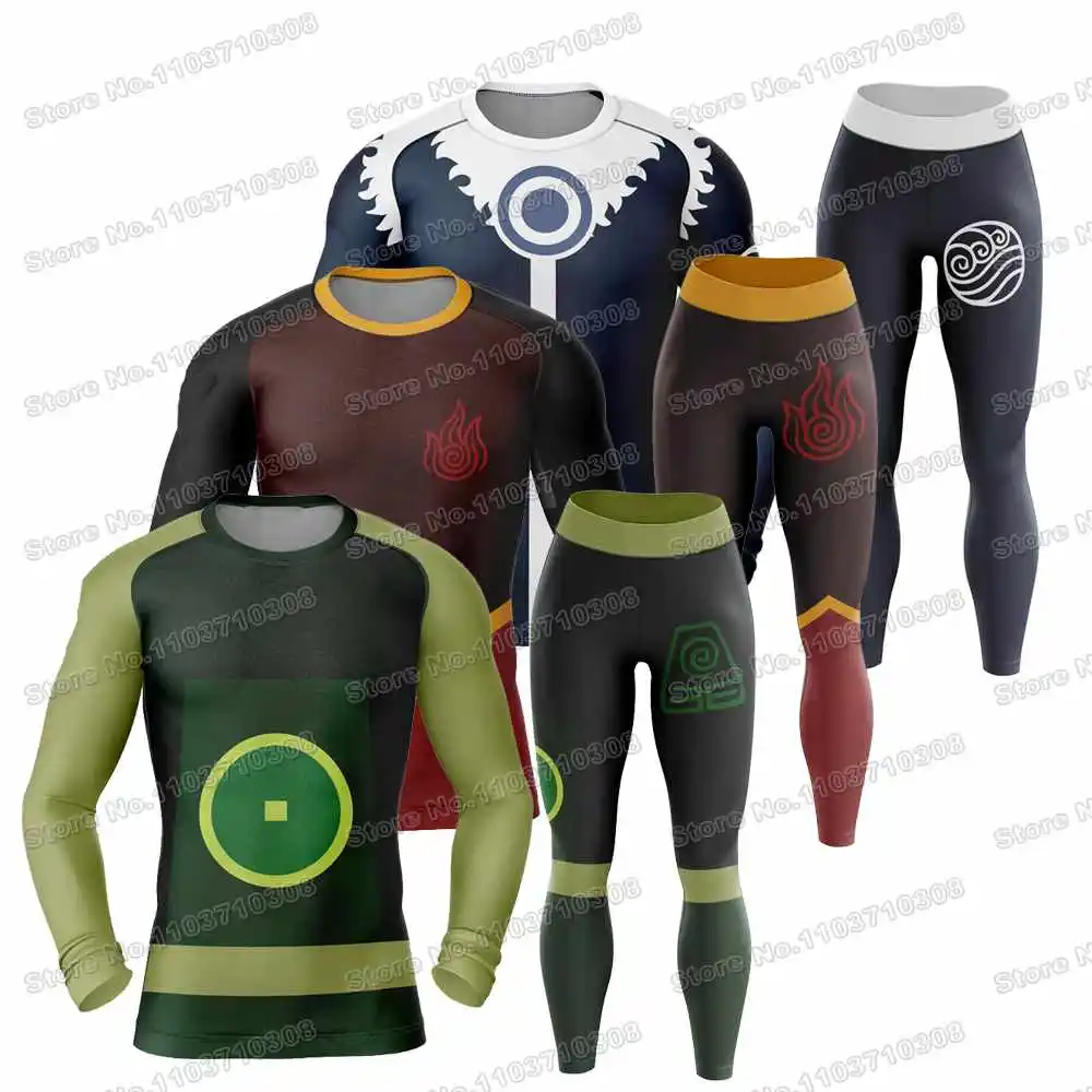 20th Anime Cartoon Rash Guards Surfing Jersey Beach Trousers Swimwear Diving Gym Long sleeves MMA BJJ Men Jiu Jitsu Fitness Sets