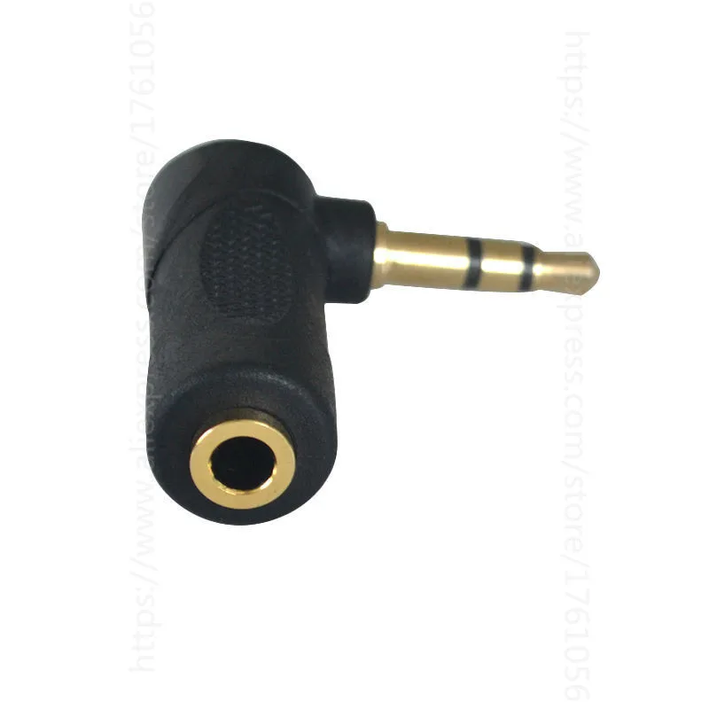 Gold 3.5mm 3 Pole Stereo 90 Degree Right Angle Female to 3.5mm 3Pole Male Audio Plug L Shape Jack Adapter Connector 2pc/lot