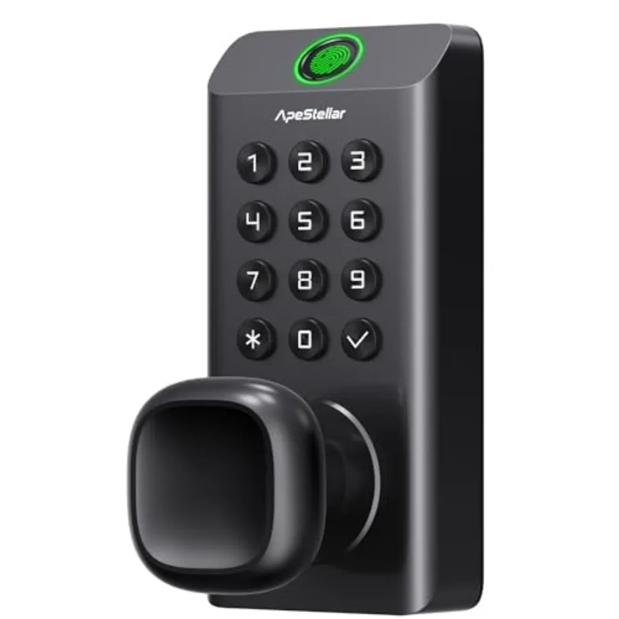 

Smart Fingerprint Door Knob, Keypad Door Lock with Handle, Fingerprint Keyless Entry Door Lock, Voice Guidance for Easy Operati