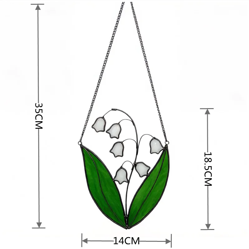 Echte Buntglas-Deko-Blume, Buntglas-Fensterhänger, Raumdekoration, Hängepflanze, Geschenk für Pflanzenliebhaber, Heimgärtnerei-Geschenke für Frauen – Detail 6