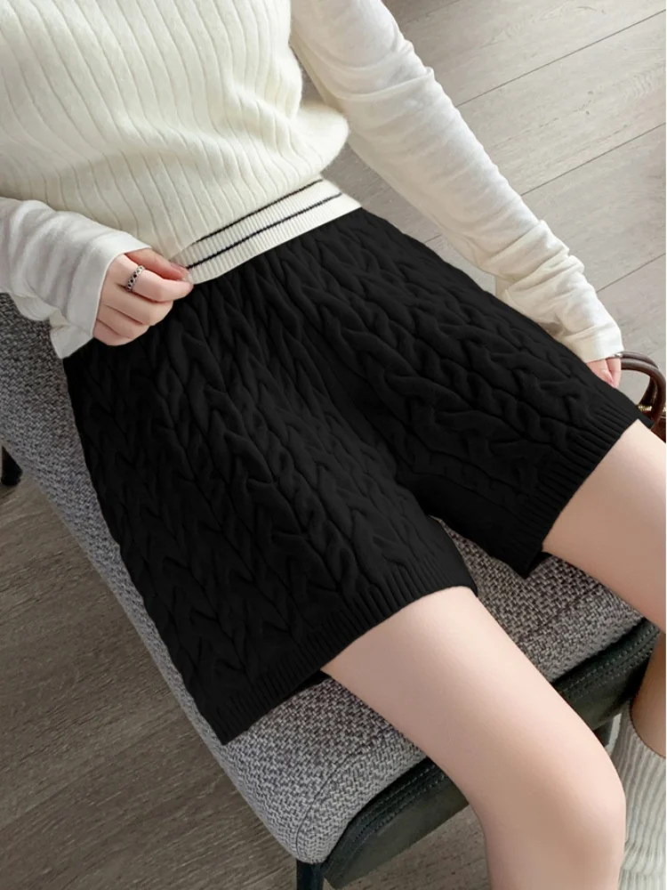 니트 반바지 여성 가을 겨울 신상 하이웨이스트 A라인 와이드 레그 캐주얼 슬리밍 팬츠 (캐주얼 바지 외출용)