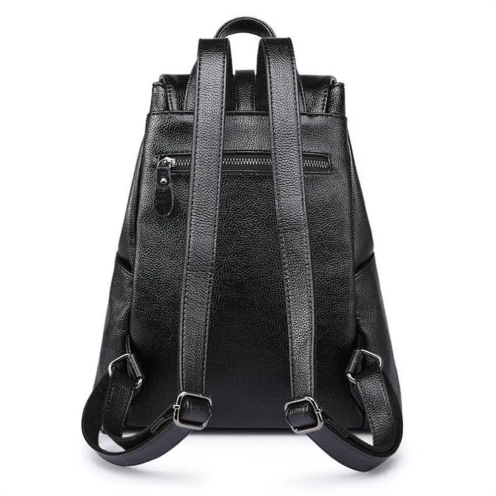 Modischer Weicher Damen-Rucksack Große Kapazität PU-Leder Schultertasche mit Reißverschluss Schulrucksack Reise-Aufbewahrungstasche – Detail 4