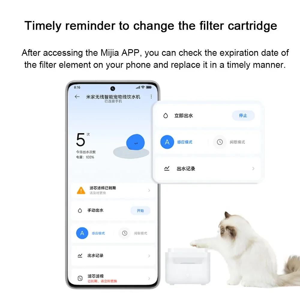 Xiaomi Mijia Wireless Smart Pet Water Dispenser Filter Set Automatic Fountain Water Dispenser Sterilization Filter Set No Box