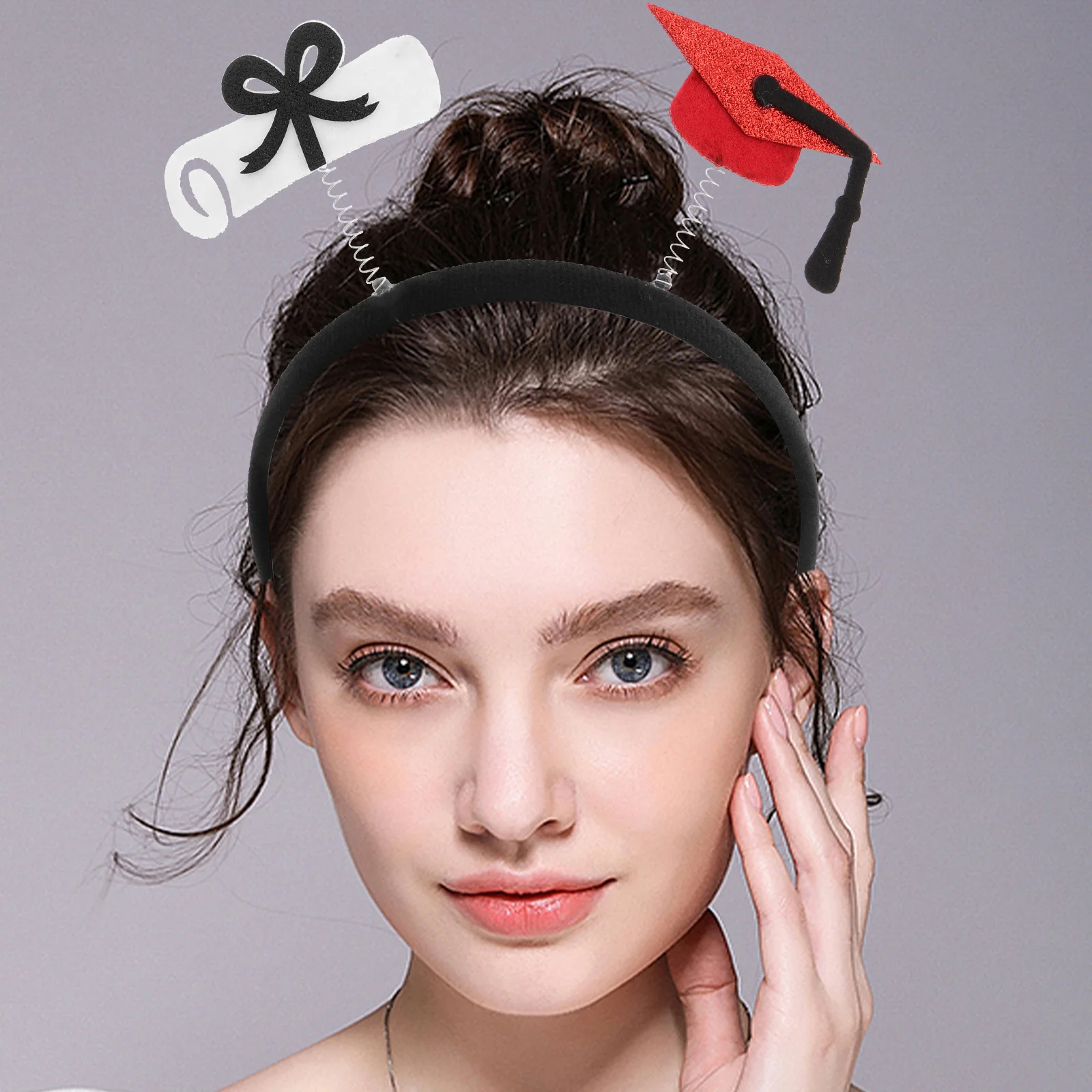 

Graduation Cap Headband Tassel Hairband Bachelor Hat Decorations Prom Accessories Comfort Material Secure Fit Multioccasion Use