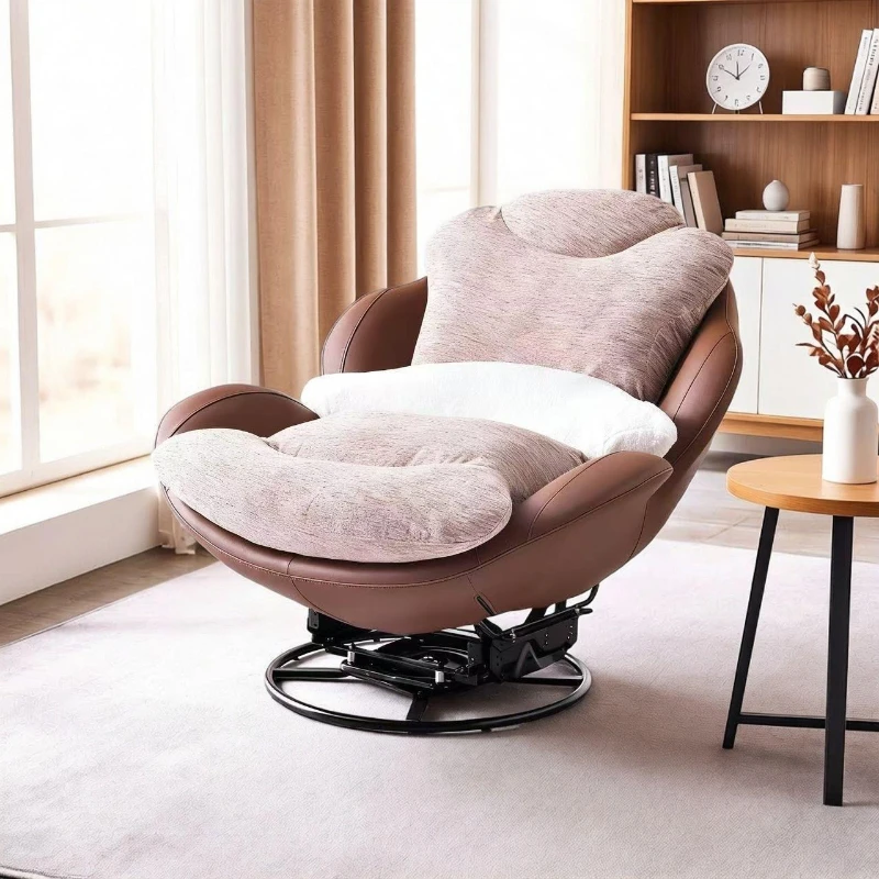 Medieval style eggshell rocking recliner living room balcony leisure lazy sofa chair single swivel chair leather lobster chair