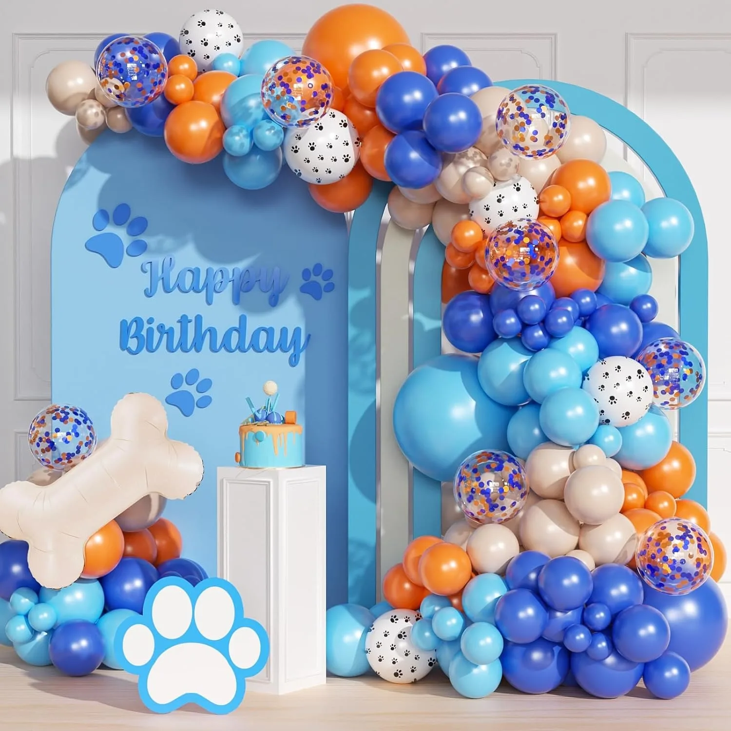 1 Satz blau orange Geburtstags feier Dekorationen Hunde pfote Ballon Bogen Girlande Set für Jungen Mädchen Baby party Geburtstags feier Lieferungen
