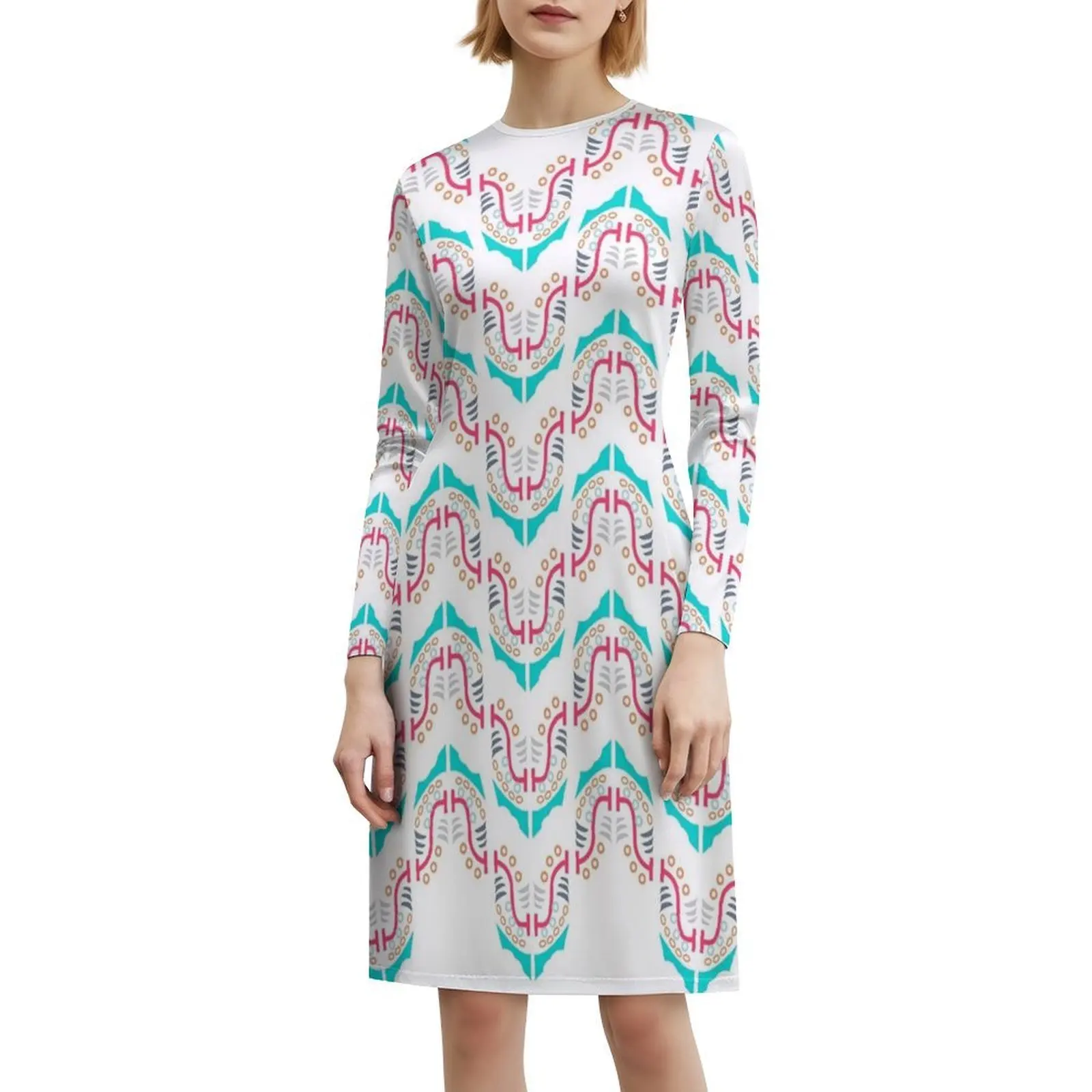 فستان قصير بتصميم نمط من القماش من Fem'Able للنساء على شكل حرف a فضفاض مناسب فستان يوم غير رسمي أنماط نسائية #6