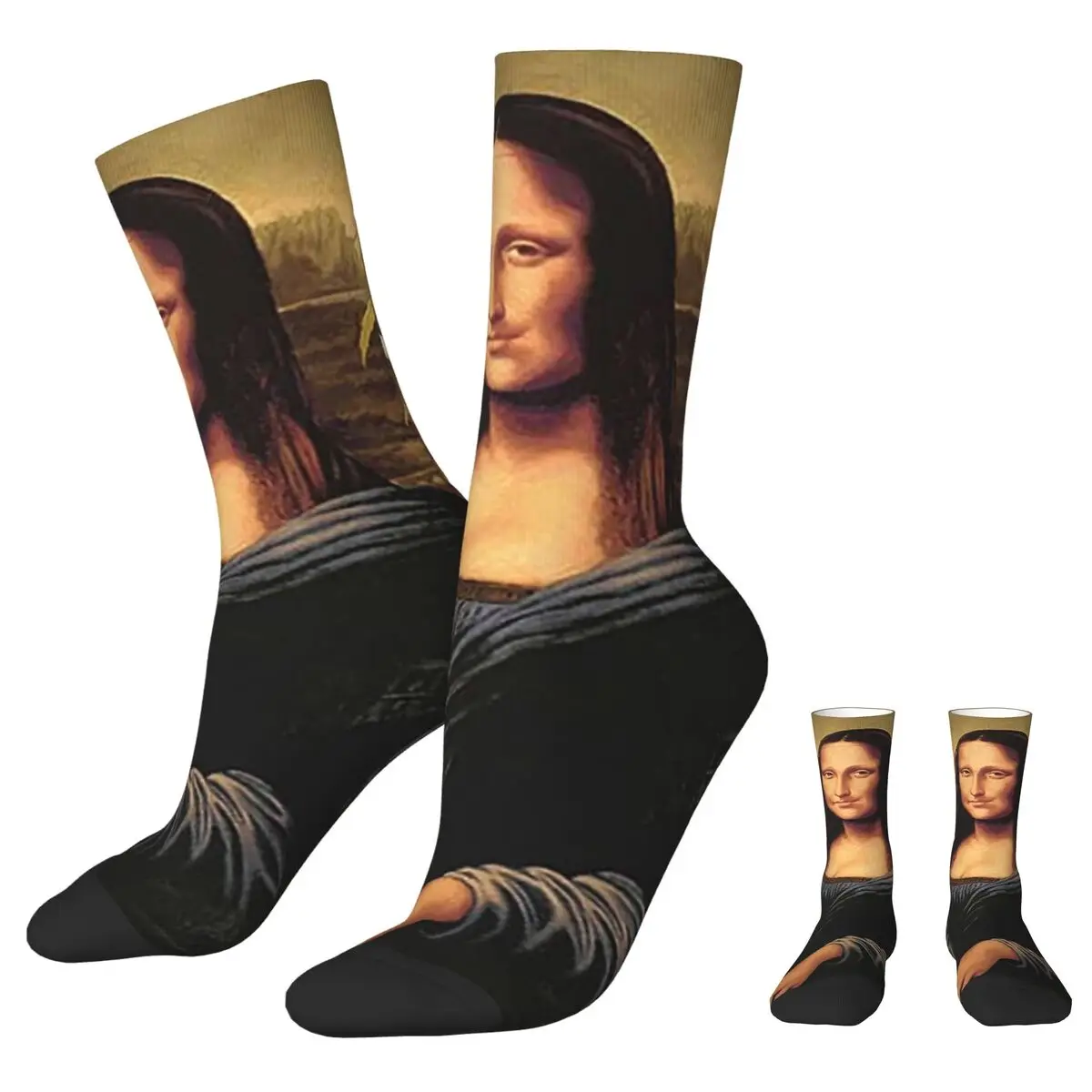 Women Men Socks Mona Lisa Smoking a Joint Stockings Autumn Fashion Warm Soft Socks Graphic Outdoor Sports Anti Slip Socks