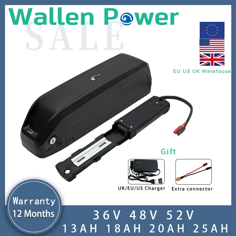 

36v 48v 52v ebike battery HaiLong lithium bicycle battery pack 18650 21700 13AH 18AH 20AH for 1500W 1000W 750W 500W motor