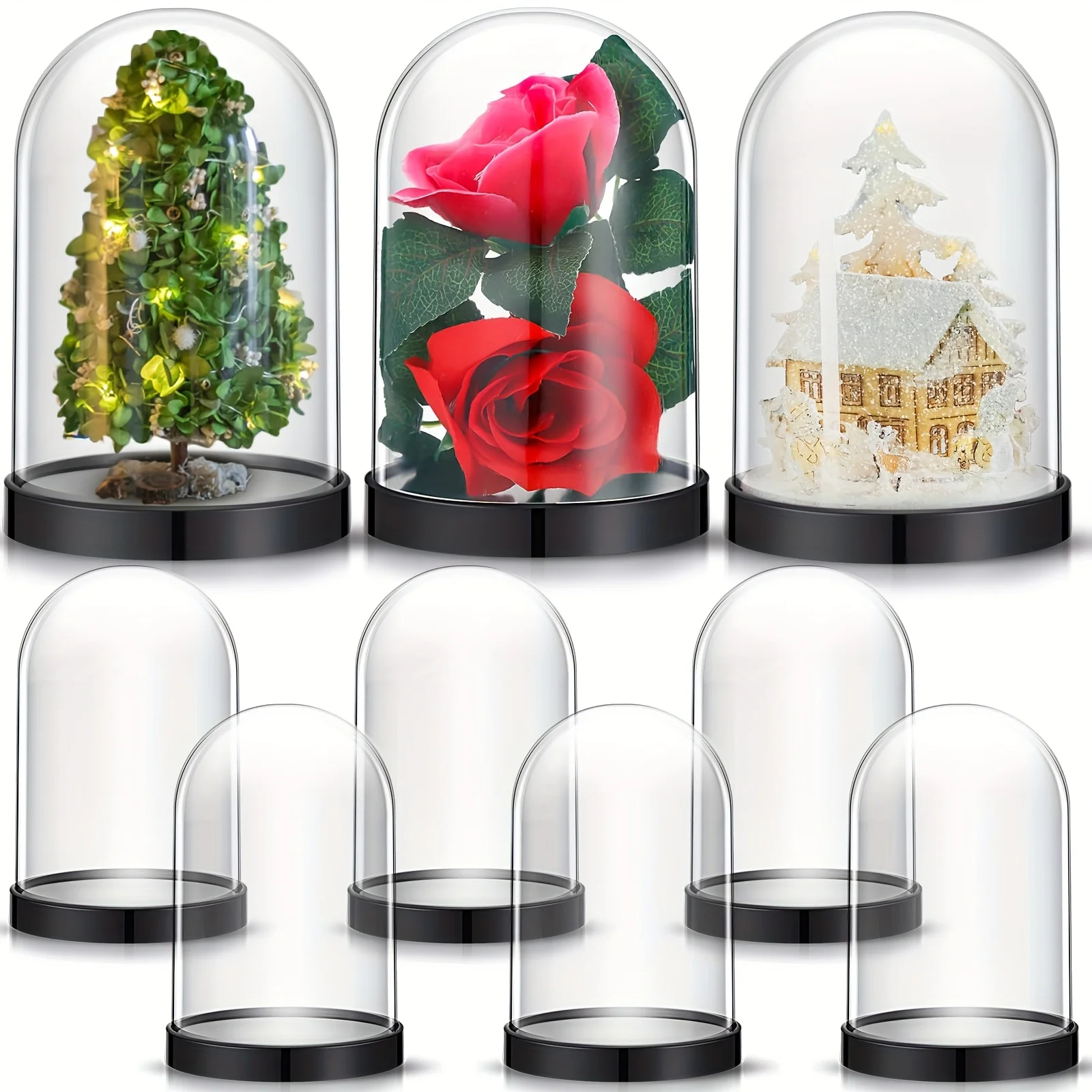 Clear plastic dome cover, DIY handmade display for preserving flowers, petals, decoration for Valentine\'s Day and Mother\'s Day