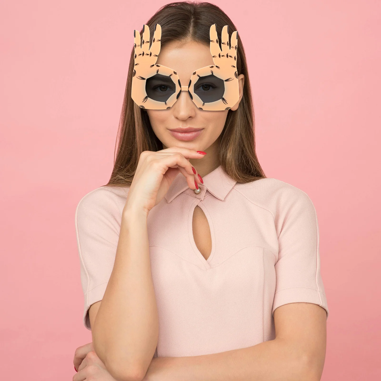 

3Pcs Ok Hand Gesture Sunglasses Creative Party Eyewear Props Halloween New Year Festive Occasions Finger Sunglasses