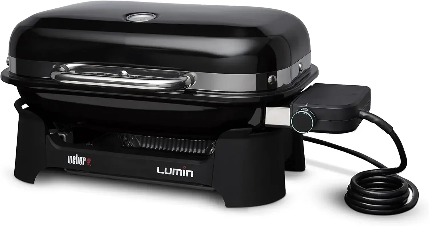 Lumin Compact Outdoor Electric Barbecue Grill, Black - Great Small Spaces such as Patios, Balconies