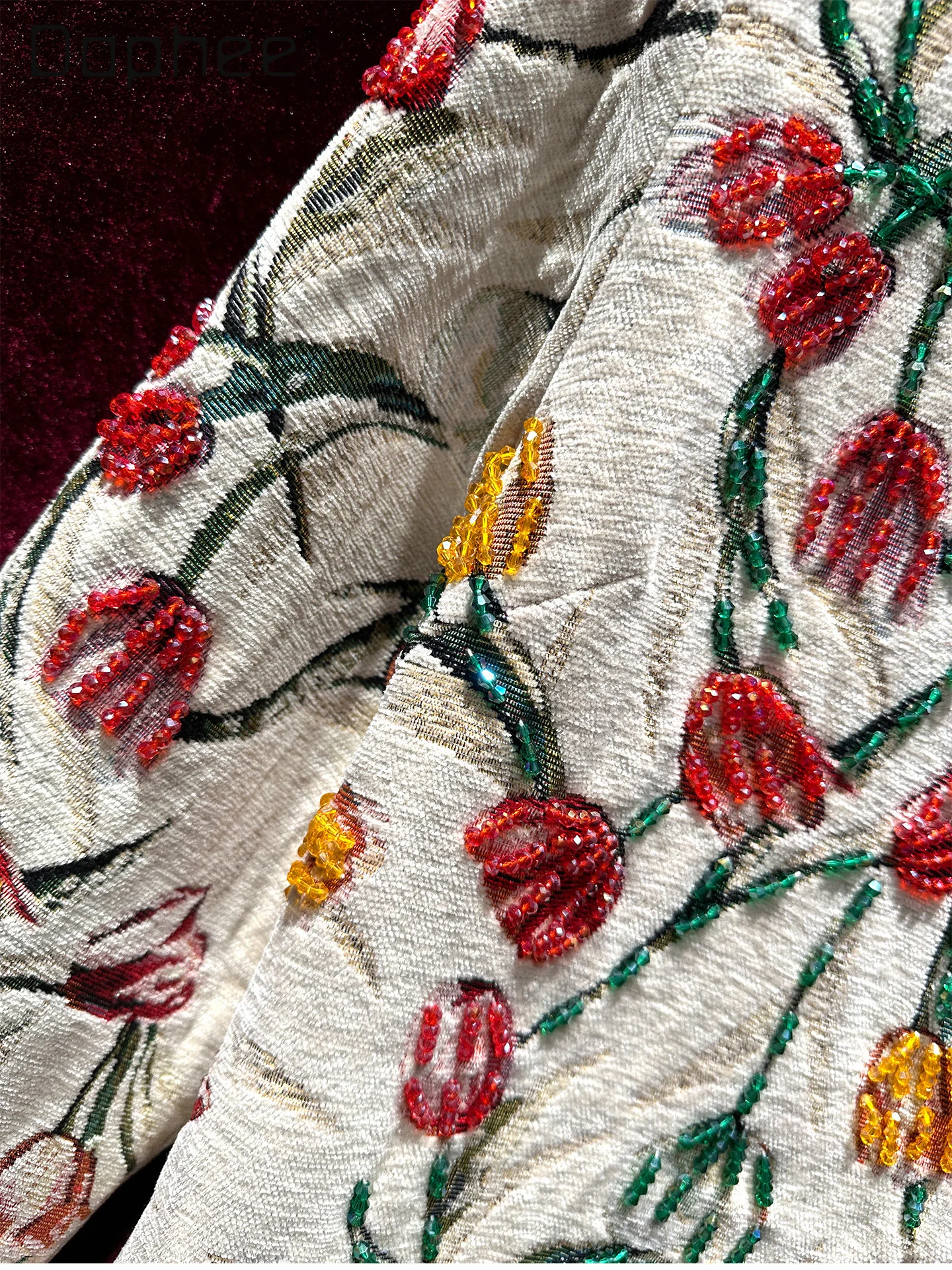 High-end Jacquard Embroidery Heavy Beading Mid-length Loose Coat for Women Elegant Retro Trench Coat 2025 Autumn Winter New