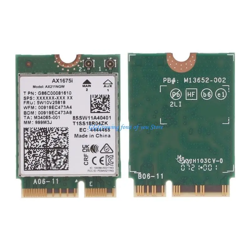 

H9EB Band WiFi 6E Card, 2.4GHz 5GHz 6Ghz Wi-Fi 6E Wireless NGFF M.2 E Card BT 5.2 Adapter for Win10