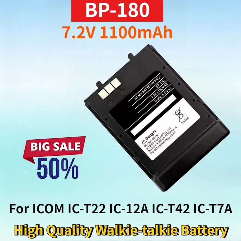 BP-180 7.2V 1100mAh NI-MH Battery for ICOM IC-T22 IC-12A IC-T42 IC-T7A IC-T7H IC-Z1 IC-Z1A High Quality Walkie-talkie Battery