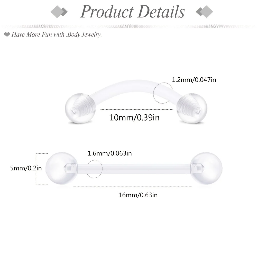 Clear Nose Ring Bioflex Stud Retainer
