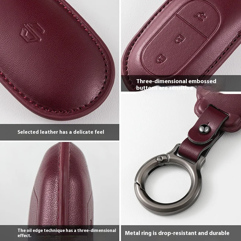 حافظة مفاتيح السيارة مناسبة لـ LEAPMOTOR T03 C10 C16 B10 غطاء حماية لمفتاح السيارة من الجلد عالي الجودة #4