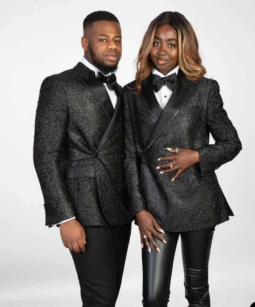 Shiny Black Men Wedding Tuxedos Sparkly Double Breasted Blazer Outfits Business Formal Wear Jacket And Pants