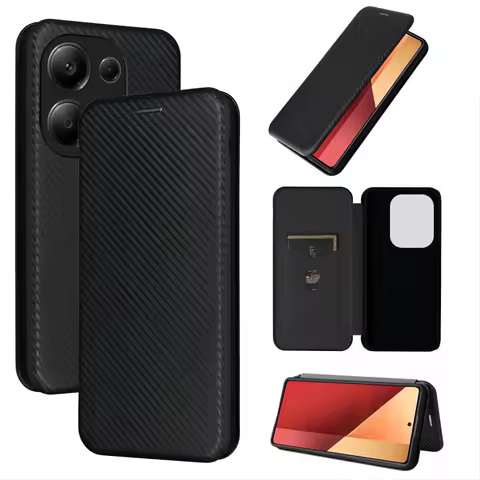 Carbon Fibre Flip Cover Leather Wallet Book Case For Xiaomi POCO F6 F5 F4 F3 X6 X5 Pro X4 GT X3 Magnetic Close Coque