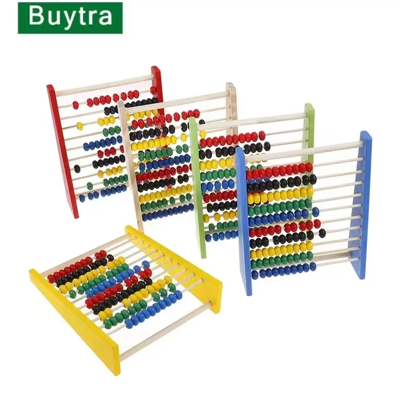 Montessori Teaching Aids Abacus Rack Children\'s Early Education Colorful Calculation Rack Ten Wooden Toys Back To School Gift