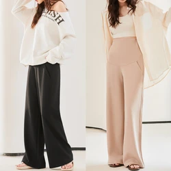 2024 Spring Fashion Maternity Pants Straight Wide Leg Loose Elastic Waist Belly Clothes for Pregnant Women Casual Pregnancy