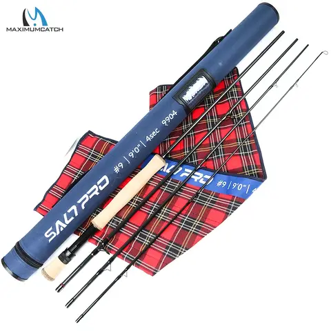 MAXIMUMCATCH Canna da pesca a mosca serie SaltPro 9ft 8-12WT Azione rapida 30T + 40T Canna da pesca a mosca pronta in acqua salata con miscela di carbonio