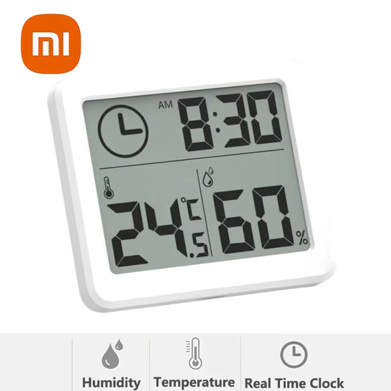 Xiaomi Smart Temperature Home Indoor Digital Temperature Humidity Sensor With Clock Large LCD Screen Multifunction Thermometer