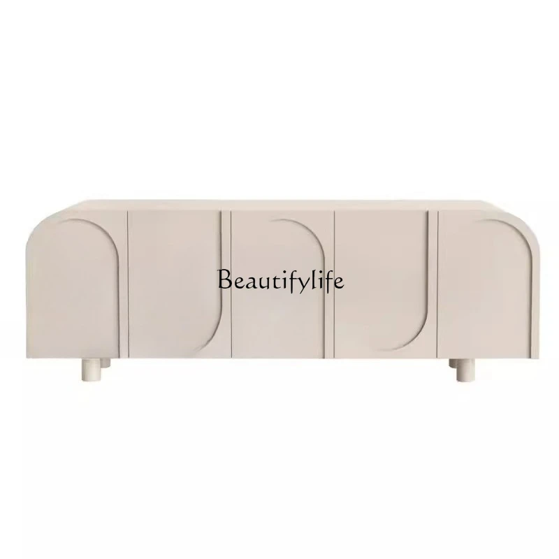 

French simple solid wood creative living room small apartment cream wind audio-visual cabinet locker