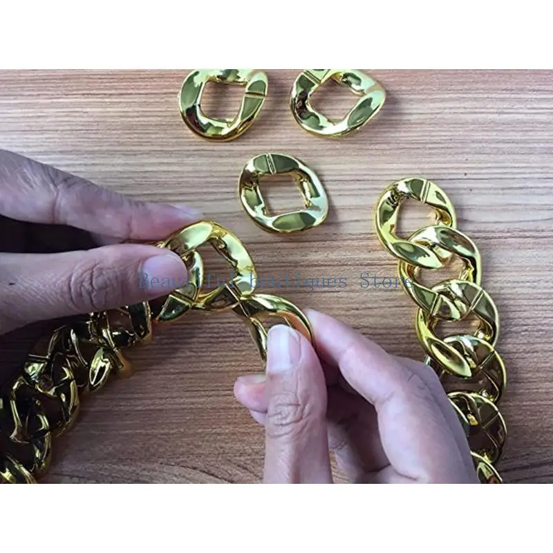U4LF for Giant Gold Neck Chain Imitation Gold Hip Hop Chain Necklace Exaggerated Dres