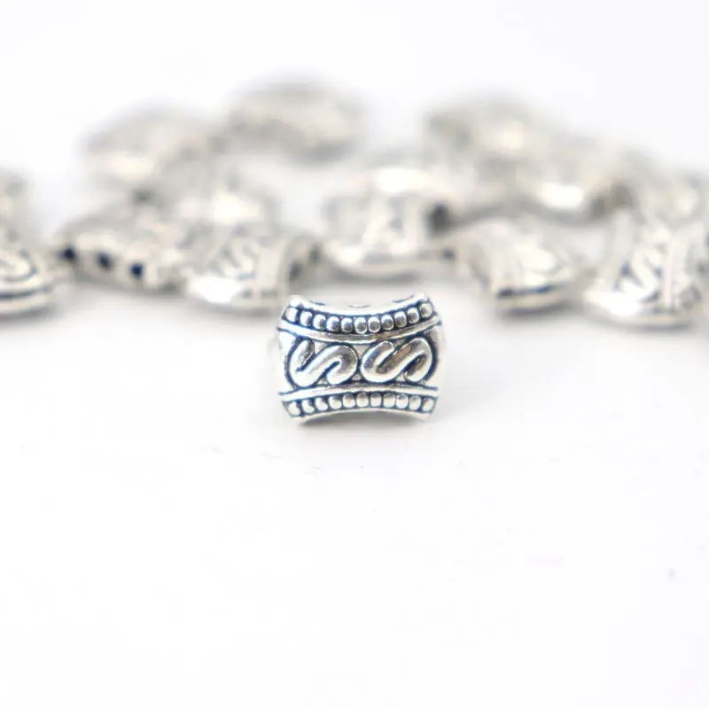 50pcs Smooth Tibetan Silver Color Three Holes Spacer Loose Metal Beads For Jewelry Making Diy Pearl Bracelet Accessories